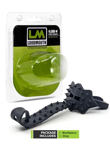 Loudmouth Football Mouth Guard - 3D SpikeSurge Football Mouthpiece with Strap, Fits Adult & Youth, Mouth Guard Football Accessories (Black) - color: Black