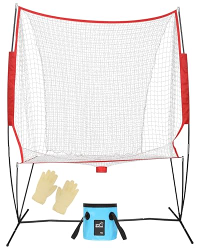 Portable Tennis & Pickleball Recovery System Net, 6 x 7ft Portable Polyester Mesh and Fiberglass Frame, Ball Recycling Net for Tennis Ball Machine, Collapsible Pickleball Trainer for Indoor/Outdoor