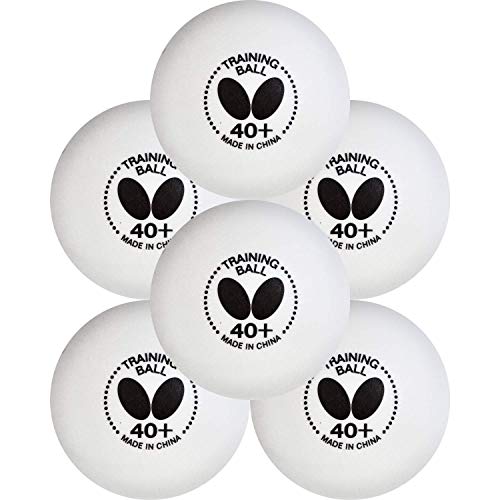 Butterfly 40+ Training Ball 40+ Ball Used for Training – Pack of 6 or Box of 120 White Training Balls – 40+ Training Balls are Comparable to a Three-Star Ball