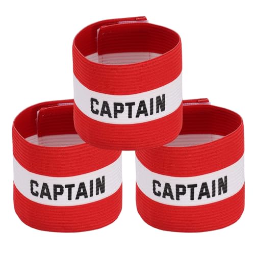 Soccer Captain Armbands, Adjustable Captain Bands Soccer Elastic Armband - color: Red,White