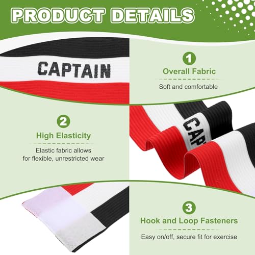 Soccer Captain Armbands, Adjustable Captain Bands Soccer Elastic Armband - color: Blue,White,Red