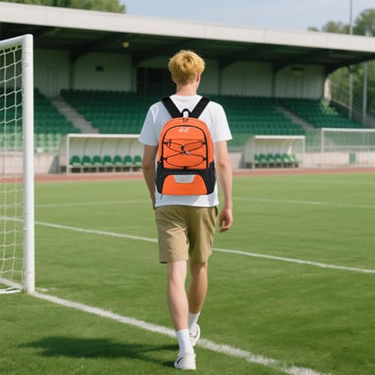 WOLT Soccer Backpack Soccer Bag with Ball Holder & Shoes Compartment, Sport Equipment Bags For Football, Basketball, Volleyball, Gym - color: Orange