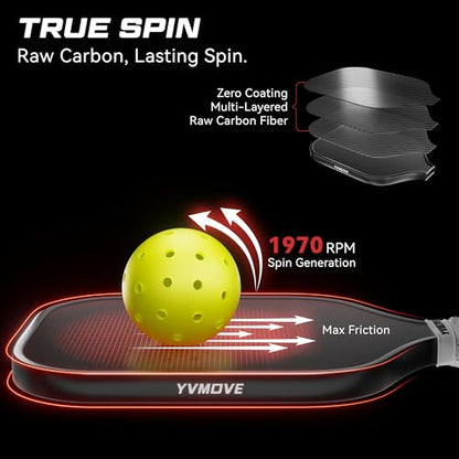 Pickleball Paddles | Raw Carbon Fiber | Effortless Power & Anti-Break Handle | Anti-Shock Core 16mm | for Beginners & Intermediates & Family Games | USAPA Approved