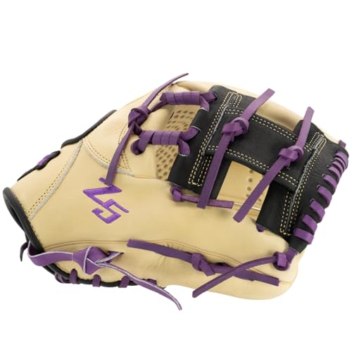 SSK Z5 Craftsman Infield Baseball Glove – 11.25” - 11.5” - 11.75” - 12” – Right & Left Hand Throw - color: Camel/Black/Purple, size: 11.5" - Left Hand Throw
