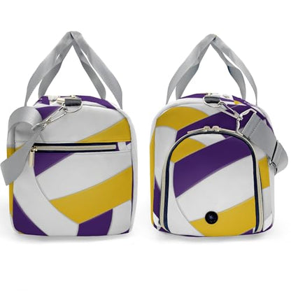 Personalized Volleyball Purple Yellow Multi-Function Travel Duffel Handbag Large Capacity Handbag Women Men Gym Yoga Ballet with Name - color: Volleyball 2
