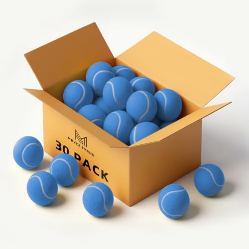 30/40 Pack Training Tennis Balls, Pet Dog Playing Balls, Practice Tennis Balls with Mesh Bag for Transport and Beginner Training - color: Blue-30Pack