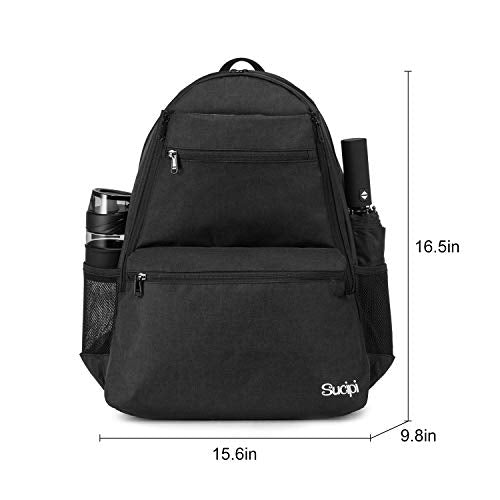 Tennis Bag Professional Tennis Backpack for Men and Women Racket Bags Holds 2 Rackets with Ventilated Shoe Compartment - color: Black