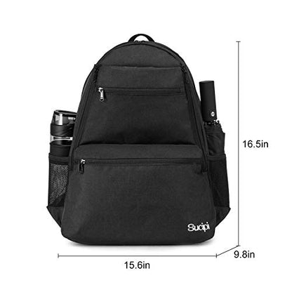 Tennis Bag Professional Tennis Backpack for Men and Women Racket Bags Holds 2 Rackets with Ventilated Shoe Compartment - color: Black