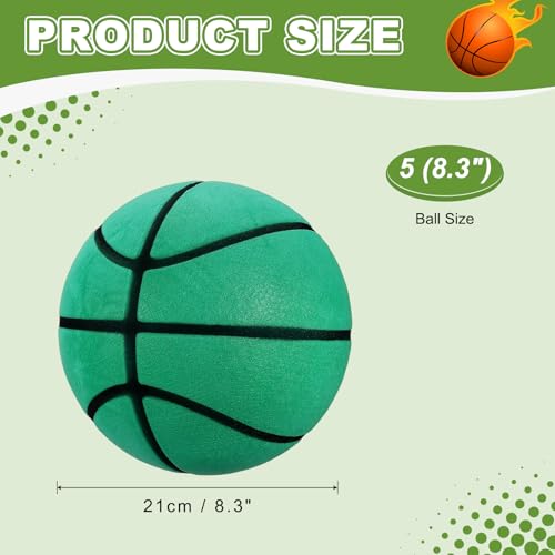 Silent Basketball, Quiet Basketball High Density Foam No Noise Sculpted Groove Bouncing Ball with Net Bag - color: Green, size: 8.3 Inch
