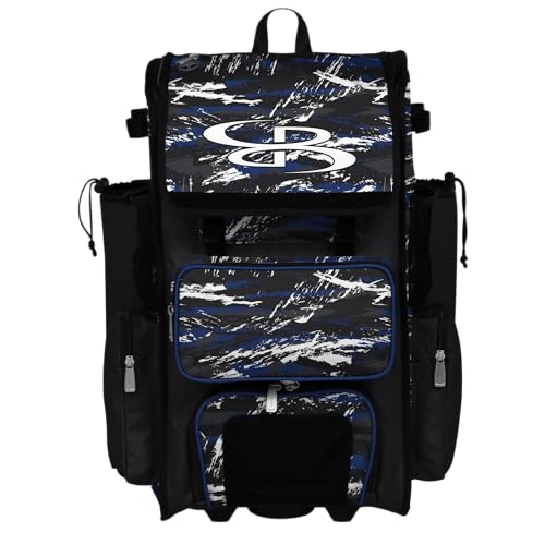 Boombah Rolling Superpack Baseball/Softball Gear Bag - Telescopic Handle - Holds 4 Bats - Wheeled Version - Razor Multiple Colors - color: Black/Royal Blue/White