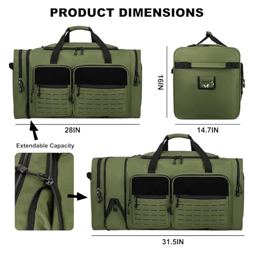 Goloni 130L Expandable 32" Heavy Duty Extra Large Duffel Bag,Sports Gym Equipment Travel Duffle Bag for Soccer Baseball Basketball Hockey Football Team Coaches & More - color: Green