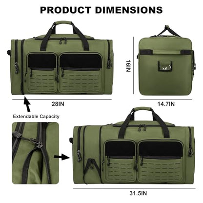 Goloni 130L Expandable 32" Heavy Duty Extra Large Duffel Bag,Sports Gym Equipment Travel Duffle Bag for Soccer Baseball Basketball Hockey Football Team Coaches & More - color: Green