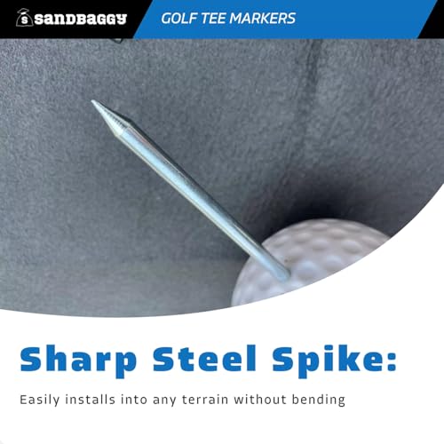 Sandbaggy Plastic Tee Markers for Golf Course (UV Resistant) - Steel Spike - Safety Caps Included - color: White