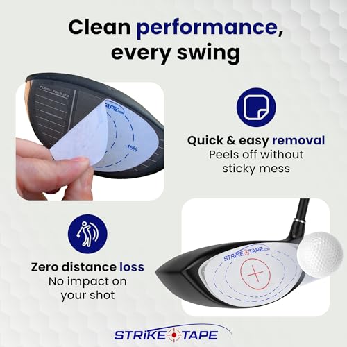 STRIKEPRO Strike Tape Golf Impact Tape Right or Left Hand Club Face Stickers. No Residue Golf Impact Stickers for Instant Swing Analysis. Packs of Drivers or Drivers/Hybrid/Irons club face labels - size: DRIVER/IRONS/HYBRIDS