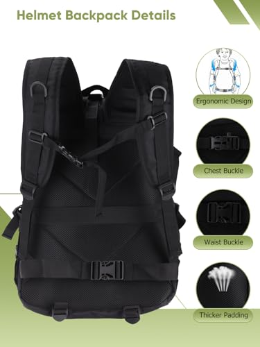 Motorcycle Backpack for Men, Waterproof Helmet Backpack, Helmet Holder Riding Bag, Large Capacity Cycling Motorcycle Accessories Gifts, Hiking Storage Bag for Basketball Football Soccer Black