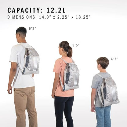 adidas Alliance Sackpack – Drawstring Backpack for Sports, Small Gym Bag - color: Two Tone White-clear Onix/Linen Green/2