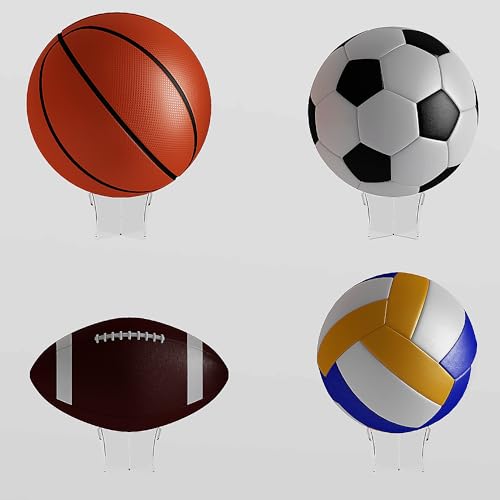 Large Ball Stand 3-Pack, Acrylic Display Stand for Football Basketball Soccer Volleyball Rugby, Ball Display Holder for Storage and Displaying - size: Large Ball Stand (4.7x2.6 inch)