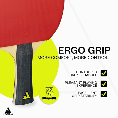 JOOLA Quattro Ping Pong Paddles Set of 4 - Includes 10 Advanced 3 Star Ping Pong Balls and Storage Case - 4 Competition Table Tennis Paddles to Help Improve Your Game with More Spin and Speed