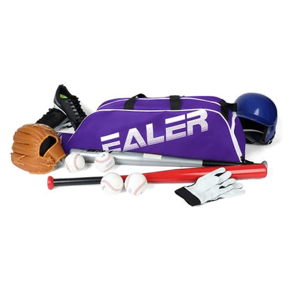 EALER Baseball Bat Tote Bag & T-ball, Softball Equipment Bag - Gear for Kids, Youth, and Adults Holds Bat, Helmet, Glove, Cleats, Shoes and More - color: Purple