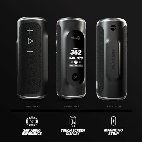 Blue Tees Golf Player+ AI-Powered GPS Speaker - Touchscreen Display, 10+ Hour Battery, 40,000+ Courses, Visual & Audible Distances, Hazard Detection, IPX7 Waterproof (Navy) - color: Navy