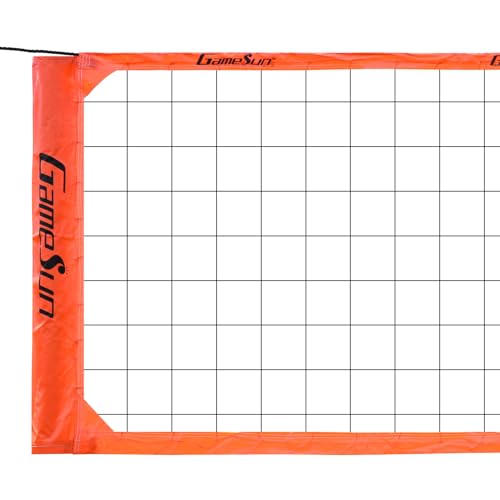 ‌Regulation Size 32’x3’ Outdoor Volleyball Net – Heavy-Duty Reinforced Polyester Top Cord & Vinyl Sleeve for No-Sag Performance – Durable Replacement for Backyard, Beach, or Park - color: Orange