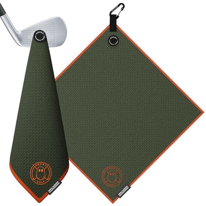 Ghost Golf Magnetic Towel (Greenside) - Premium Ultra-Absorbent Microfiber Golf Towel with Magnet for Golf Carts or Clubs - 18" x 18" Golfing Gear - Waffle Weave Pattern (Green) - color: Rifle Green