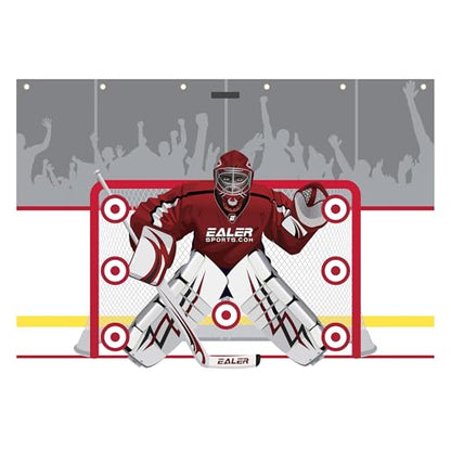 EALER Hockey Shooting Tarp 7x10 FT & 7/8x16 FT in 1 - Heavy Duty Goalie Target for Ice & Street Practice - Tear-Proof Built-in Shooter Tutor - Net Replacement for Garage Wall Protection - size: 7' x 10'
