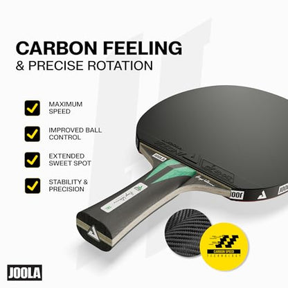 JOOLA Hugo Calderano Carbon Pro Table Tennis Racket Set – Includes Competition-Level Racket with ITTF-Approved Micron Rubbers and Carbon Fiber Blade, 3-Star Tournament Balls & Protective Carry Case