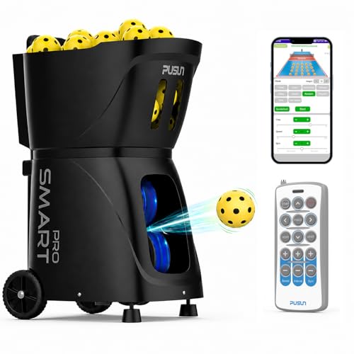 PP-Smart Pro Pickleball Machine with Invertible Hopper | 80+ Ball Capacity, Internal Oscillation, 28 Landing Points, 10 Training Modes, ±6 Spin, App & Remote Control for Mobile Players