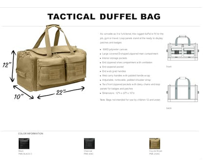Tactical Gear bag Heavy Duty Duffel Gym bag/Tactical Backpack Custom Embroidered with your own text (Coyote Brown - Duffel Bag) - color: Coyote Brown - Duffel Bag