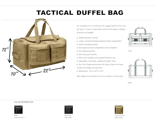 Tactical Gear bag Heavy Duty Duffel Gym bag/Tactical Backpack Custom Embroidered with your own text (Coyote Brown - Duffel Bag) - color: Coyote Brown - Duffel Bag