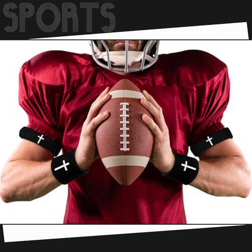 Soulchen 4 pcs Cross Bicep Bands Wrist Bands Christian Arm Sweat Wristbands Absorbent Armband for Men Women Football Baseball Players Sports Activities Supplies - color: Black