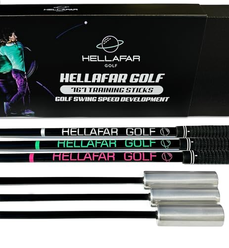 Golf Swing Speed Training Sticks | Increasing Club Head Speed and Distance | 6 Month Swing Stick Training Program | Includes 3 Weighted Golf Speed Sticks w/Bonus Stretch Program