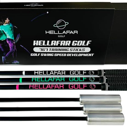 Golf Swing Speed Training Sticks | Increasing Club Head Speed and Distance | 6 Month Swing Stick Training Program | Includes 3 Weighted Golf Speed Sticks w/Bonus Stretch Program