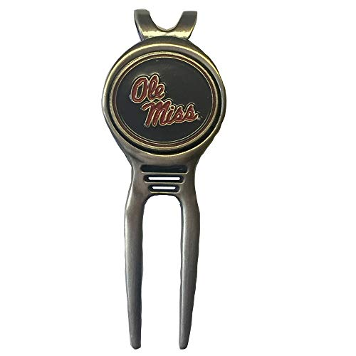 Divot Repair Tool Removable Magnetic Ball Marker-Best Divot Fixer - style: OLE MISS REBELS