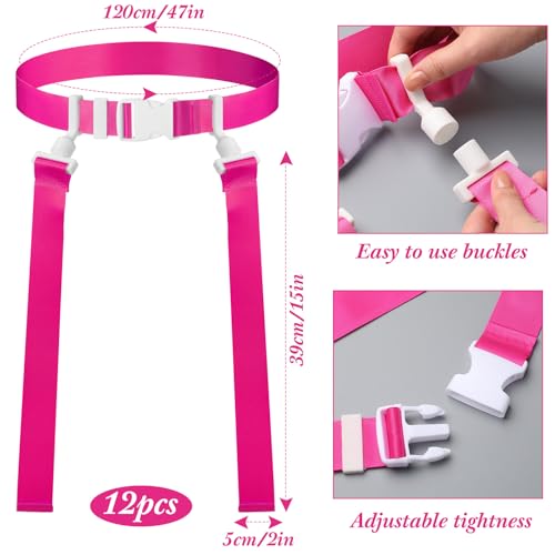 Peryiter 2/12/24/36 Player Flag Football Belt, Adjustable Football Belts and Flags for Kids Youth Adult Sport Team Training - color: Rose Pink