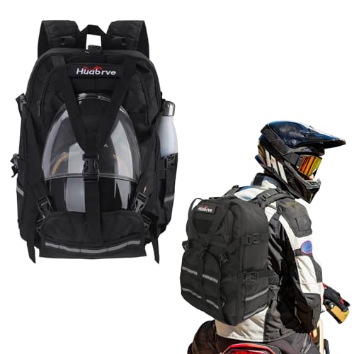 Motorcycle Backpack for Men, Waterproof Helmet Backpack, Helmet Holder Riding Bag, Large Capacity Cycling Motorcycle Accessories Gifts, Hiking Storage Bag for Basketball Football Soccer Black