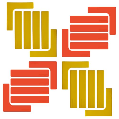 Court Lines Marker Kit Throw Down Markers Create Your Own Mini Pickleball Tennis Court (Red-Yellow I L Shape)
