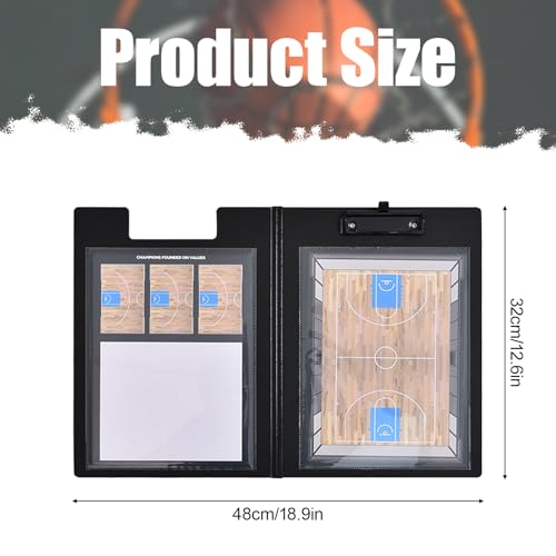 Basketball Clipboard Multi-Court White Board for Coaches, Magnetic Dry Erase Coaching Whiteboard with Upgraded Equipment - Magnets, 2 Marker Pens, Eraser, Training Essentials Coaches Gifts