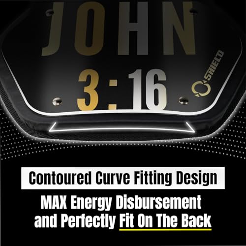 O Shield Golden Cross Chrome Football Back Plate, Lower Back Pads for Football Players, Rear Protector, Cross Series - size: Adult (Weight more than 180 Pounds), style: John 3:16 Black