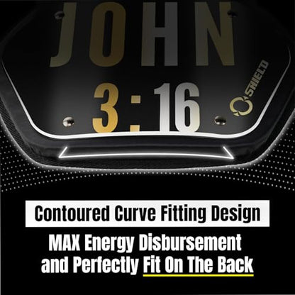 O Shield Golden Cross Chrome Football Back Plate, Lower Back Pads for Football Players, Rear Protector, Cross Series - size: Adult (Weight more than 180 Pounds), style: John 3:16 Black