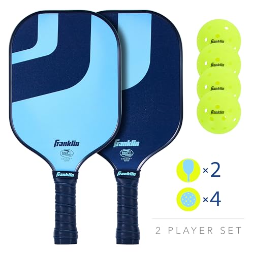 Franklin Sports Pickleball Paddle and Ball Set - (2) Fiberglass Paddles + (4) X-40 Balls - USA Pickleball (USAP) Approved - 2 Player Set