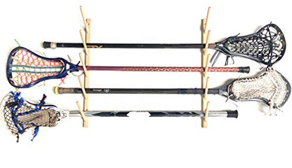 Sports Rack Display Utility Baseball Softball Bats Lacrosse and Hockey Sticks Wood