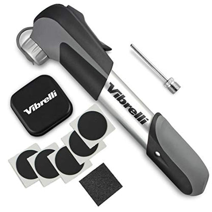 Vibrelli Mini Bike Pump - Presta & Schrader Bicycle Pump - 120 PSI Tire Pump for Road & MTB - No Valve Changing Needed - size: Mini Pump