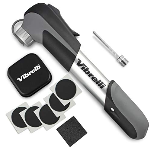 Vibrelli Mini Bike Pump - Presta & Schrader Bicycle Pump - 120 PSI Tire Pump for Road & MTB - No Valve Changing Needed - size: Mini Pump
