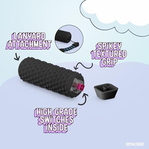 Distractibles Spike Roller Clicker, Tactile Pain Stim Fidget with Clicker Switch, Pain Stimulation Roller with Lanyard (Black) - color: Black