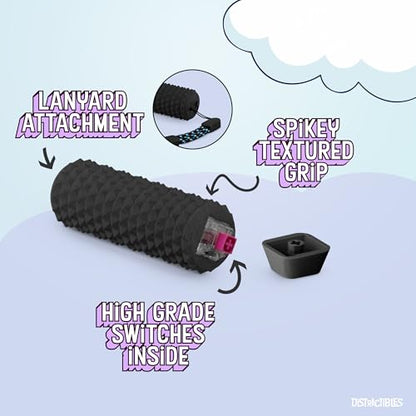 Distractibles Spike Roller Clicker, Tactile Pain Stim Fidget with Clicker Switch, Pain Stimulation Roller with Lanyard (Black) - color: Black