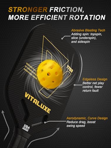 T700 Raw Carbon Fiber Pickleball Paddle, Edgeless 3K Textured Carbon Friction Surface, Thermoformed Raquette Pickleball with Aerodynamic Design used for tournament, Power & Control & Spin Max - color: Gold 2