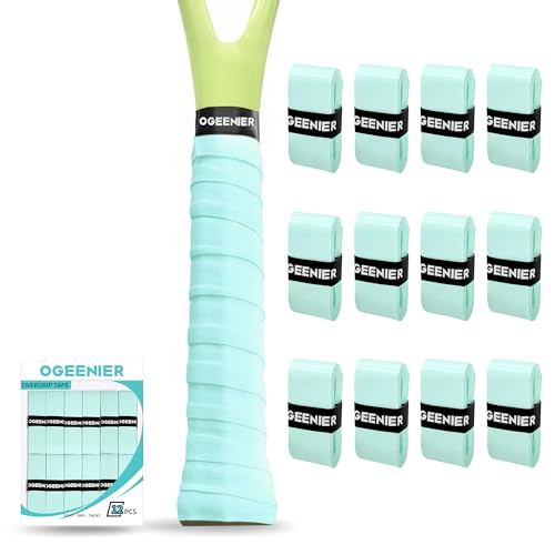Tennis Racket Grip Tape, 3, 6, 12 Pack Tennis Overgrip Tape, Absorbent and Anti-Slip, Precut Soft Racquet Wrap Grips Tape for Pickleball Paddle/Badminton - color: MintCream, size: 12 Pack