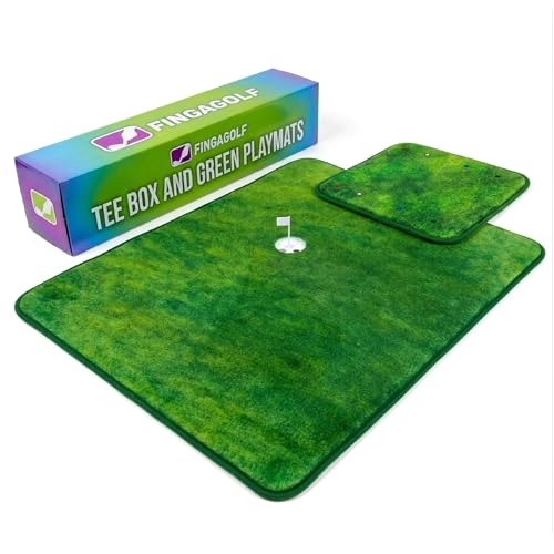Fingagolf Indoor Golf Game Realistic Golf for Home, Office, or Travel – Unique Gift for Golfers of All Ages - style: Tee Box and Green Playmats